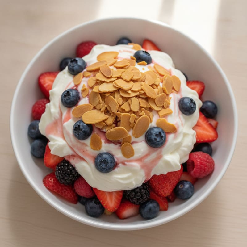Creamy Greek Yogurt Protein Parfait with Mixed Berries and Almonds