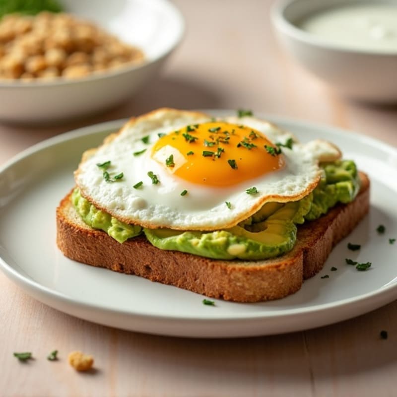 Avocado Egg Toast with High-Protein Cereal Bowl