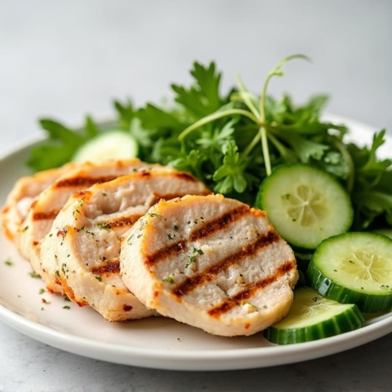 Grilled Turkey Breast with Cucumber Salad