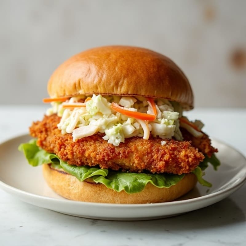 Crispy Air-Fried Chicken Sandwich with Creamy Slaw