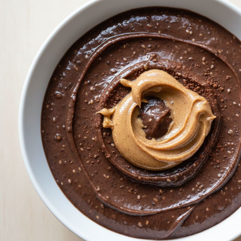 Silky Chocolate Protein Pudding with Chia and Almond Butter