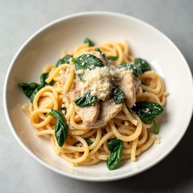 Healthy Creamy Garlic Chicken Pasta