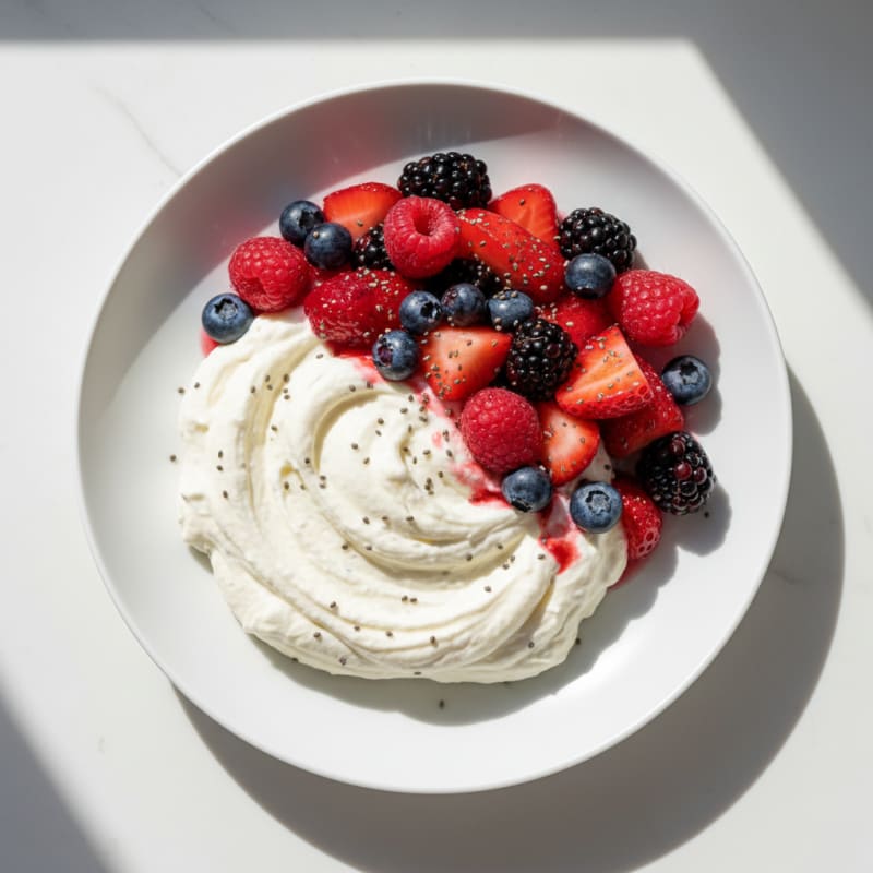 Greek Yogurt Protein Mousse with Mixed Berries