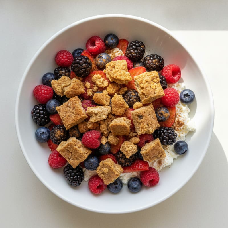 Vegan Protein Bar with Mixed Berries and Cottage Cheese