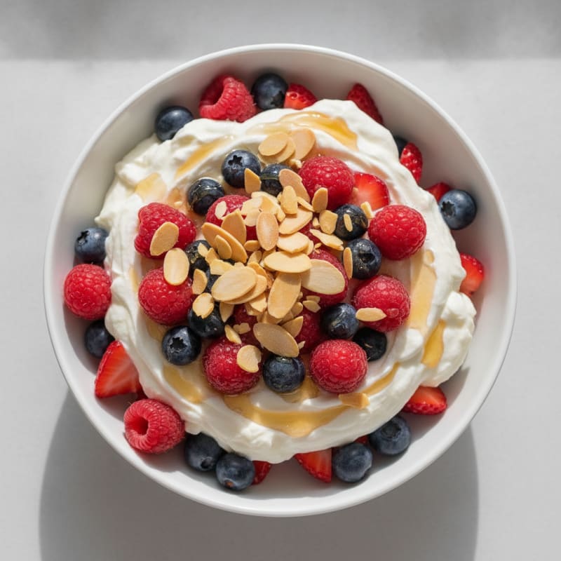 High-Protein Greek Yogurt Parfait with Protein Powder and Fresh Berries