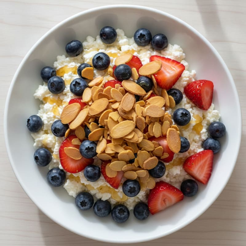 Cottage Cheese Berry Bowl with Toasted Almonds