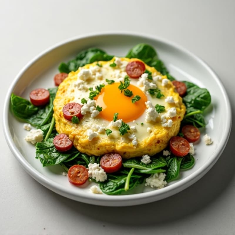 Egg White Scramble with Turkey Sausage and Spinach