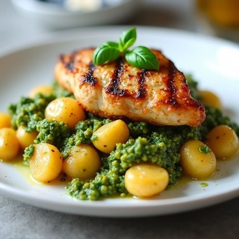 Crispy Pan-Seared Gnocchi with Fresh Pesto
