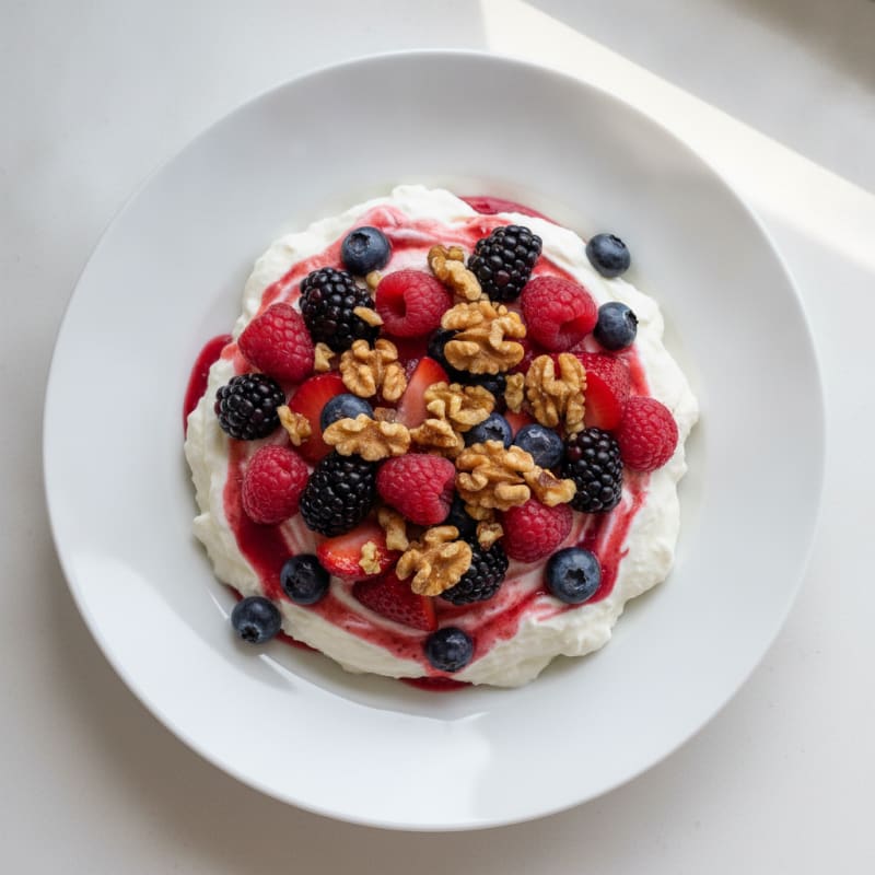 Silky Greek Yogurt Protein Mousse with Mixed Berries