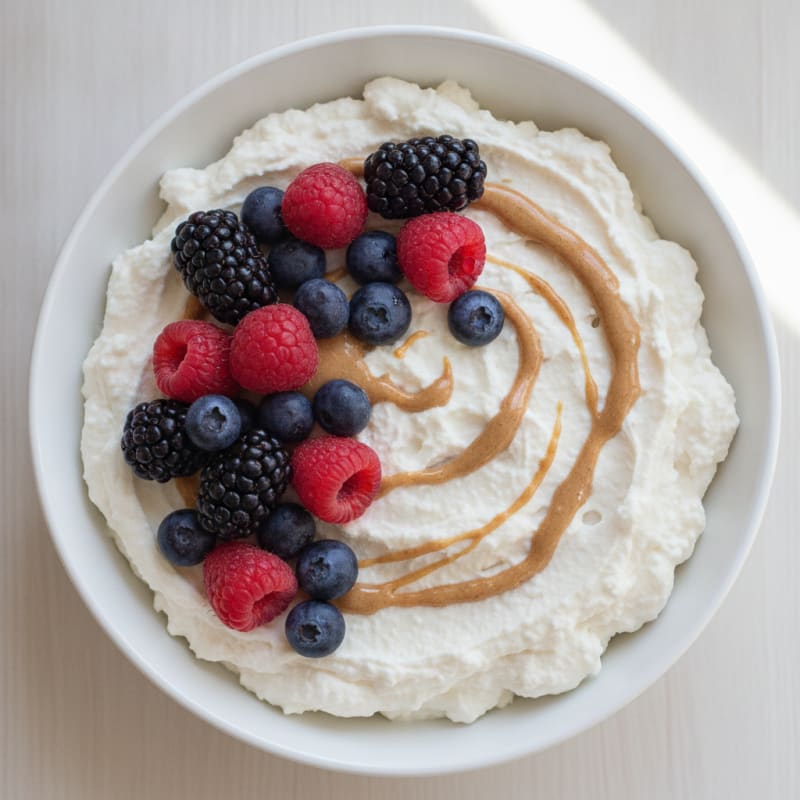 Greek Yogurt Protein Mousse with Mixed Berries