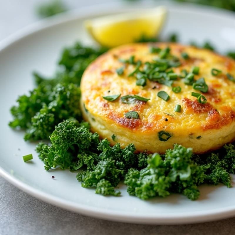 Fluffy Herb Frittata with Sautéed Greens