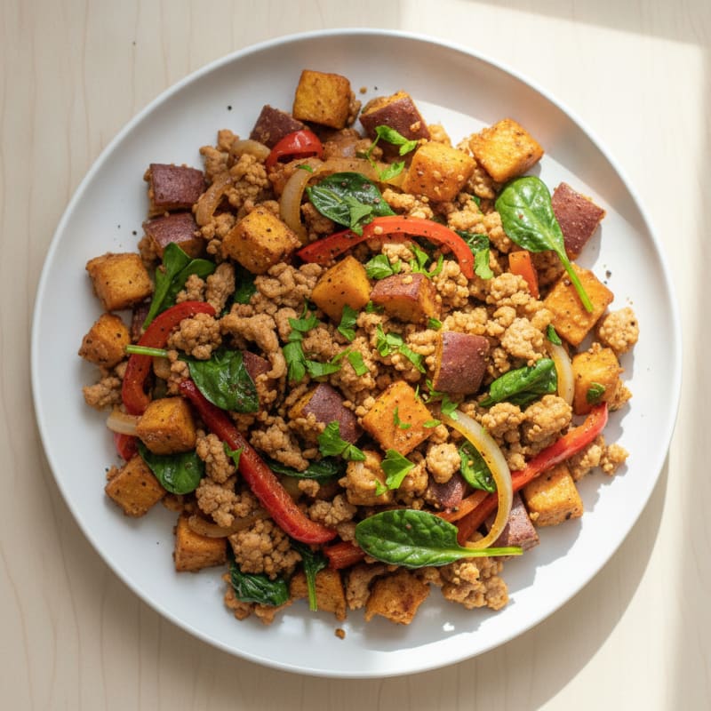 Murasaki Sweet Potato Ground Turkey Skillet