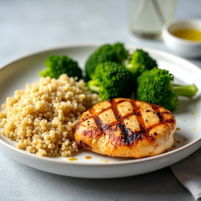 Grilled Chicken Breast with Quinoa and Steamed Broccoli