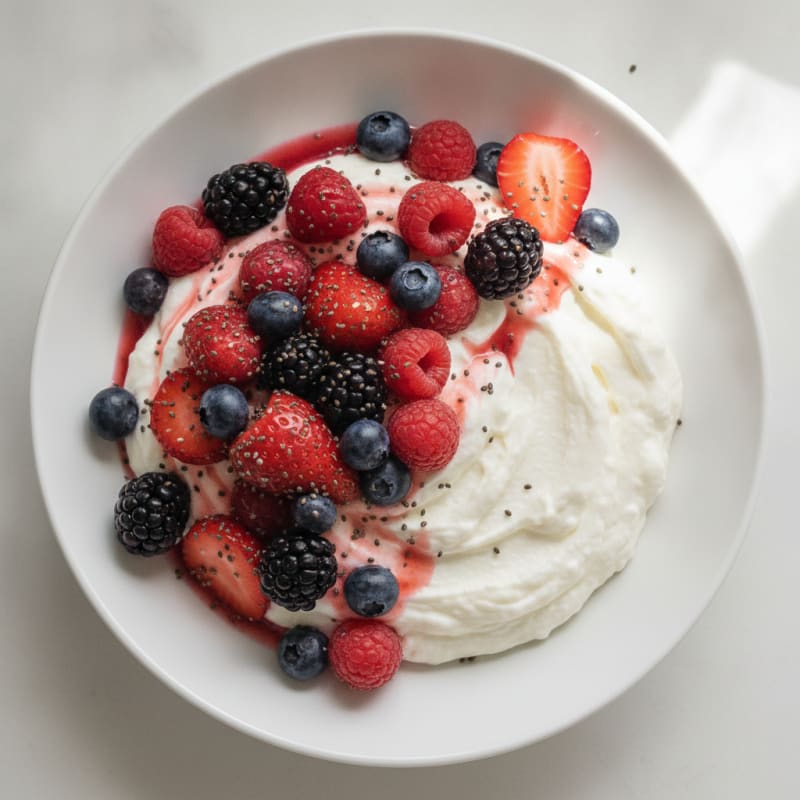 Greek Yogurt Protein Mousse with Mixed Berries