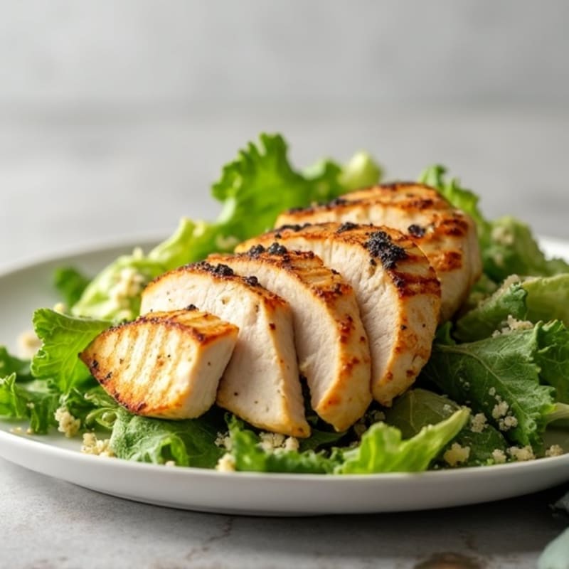 Grilled Chicken Caesar Salad with Crispy Romaine