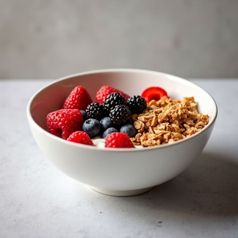High-Protein Greek Yogurt Bowl with Fresh Berries and Crunchy Granola