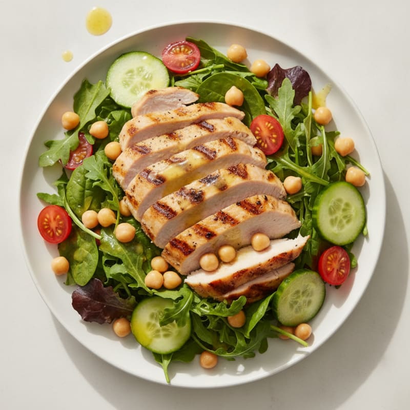 Grilled Turkey Breast Salad with Chickpeas and Lemon Vinaigrette