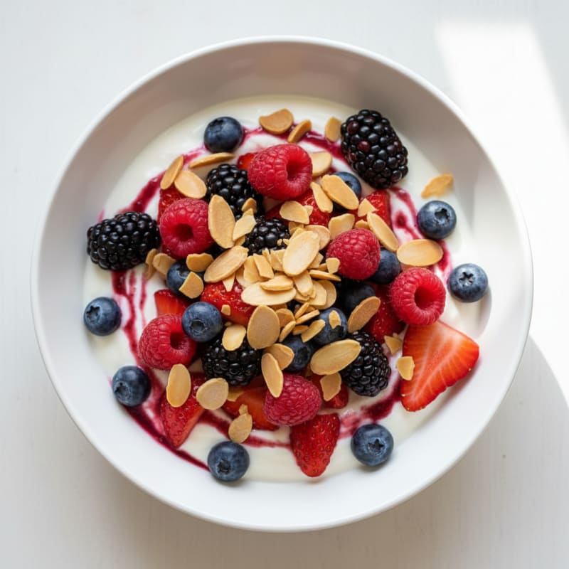 Greek Yogurt with Mixed Berries and Toasted Almonds