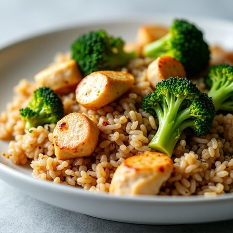 Savory Chicken and Crisp Broccoli Stir-Fry with Brown Rice