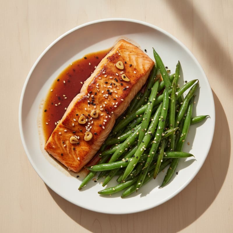 Pan-Seared Teriyaki Salmon with Green Beans