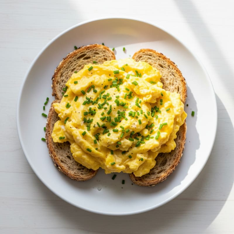 Creamy Golden Scrambled Eggs with Chives