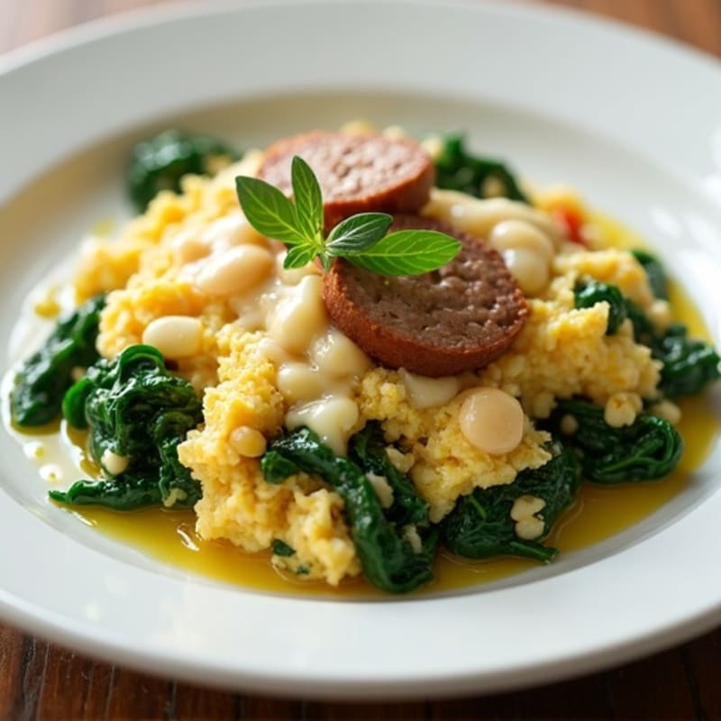 Egg White and Spinach Scramble with Turkey Sausage
