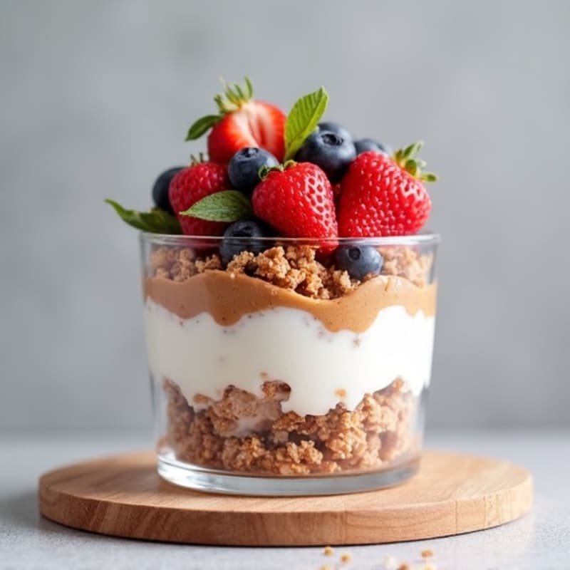Greek Yogurt Protein Parfait with Mixed Berries and Almond Butter
