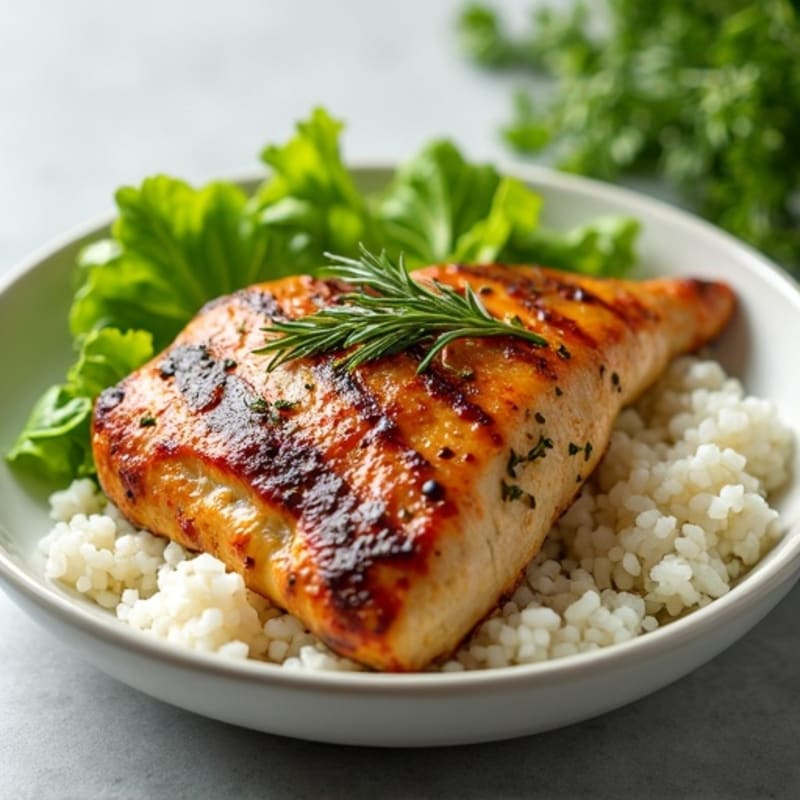 Herb-Marinated Chicken and Lamb with Fluffy Rice and Fresh Crisp Lettuce