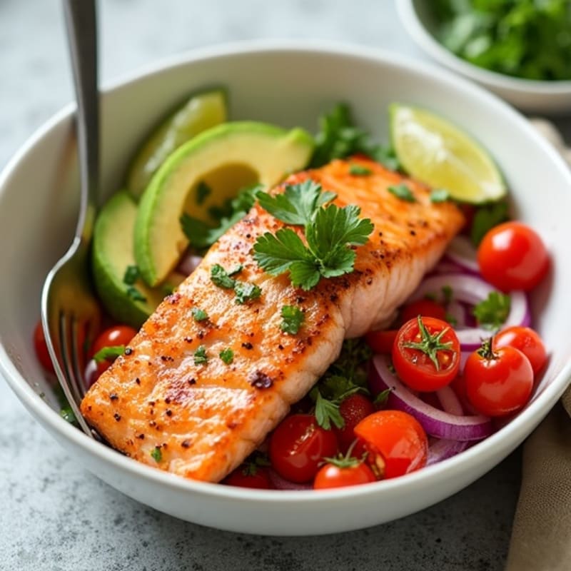 Pan-Seared Salmon Bowl with Fresh Mexican-Style Vegetables