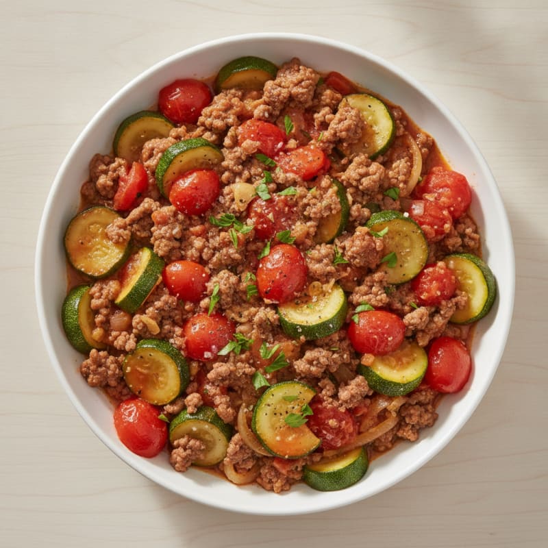 Ground Beef Zucchini Skillet with Tomatoes