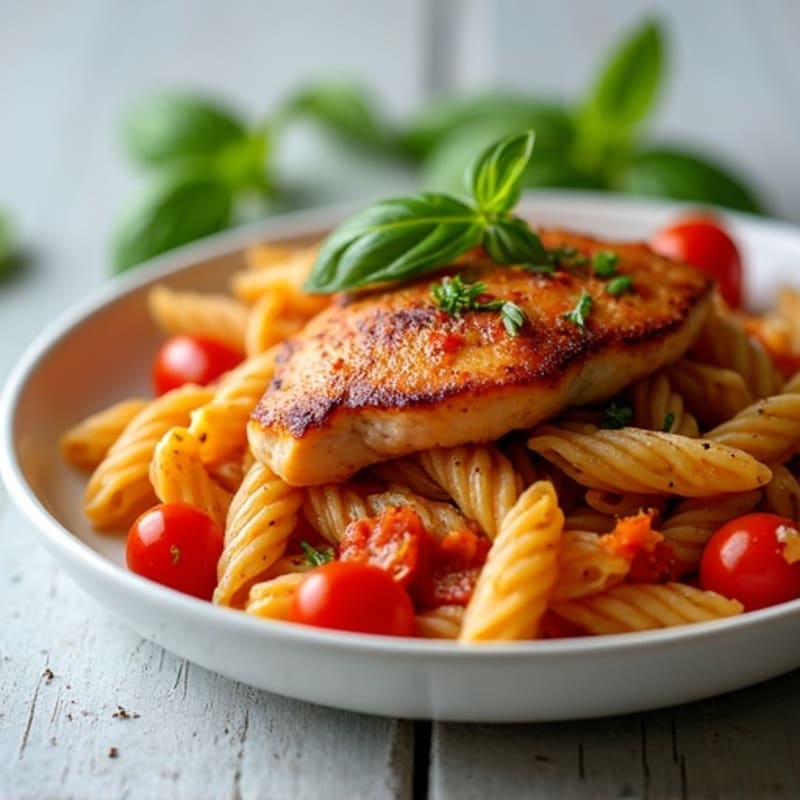 Slow-Simmered Chicken with Hearty Tomato Pasta