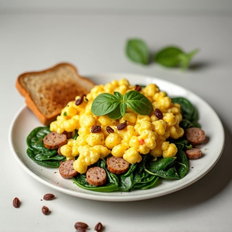 Egg White and Turkey Sausage Scramble with Spinach