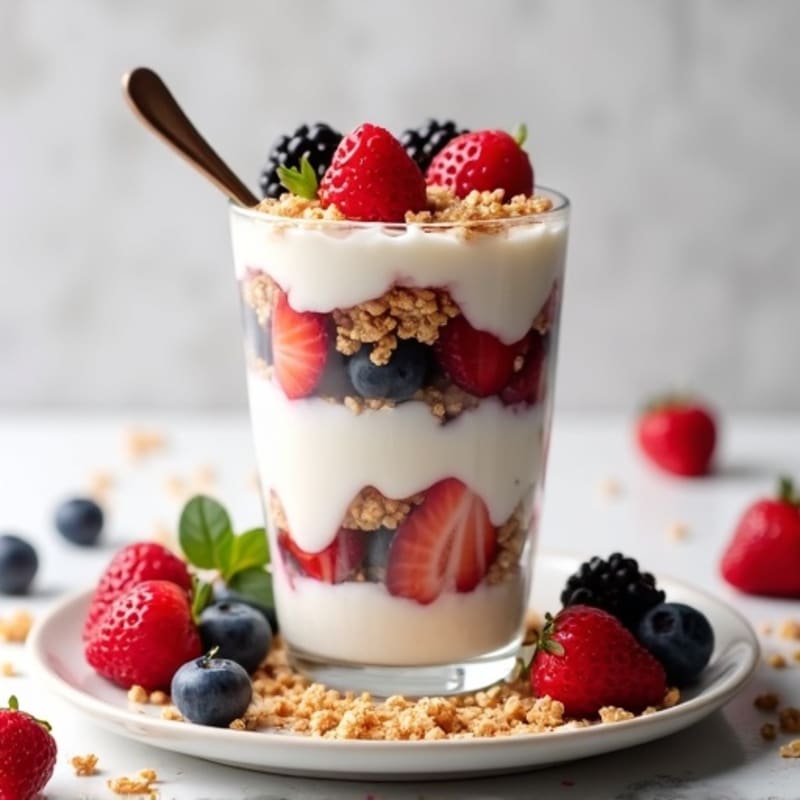 Greek Yogurt Protein Parfait with Mixed Berries