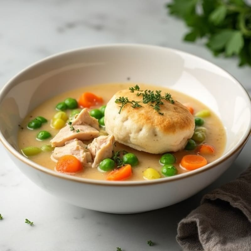 Creamy Chicken and Vegetable Stew with Light Herb Dumplings