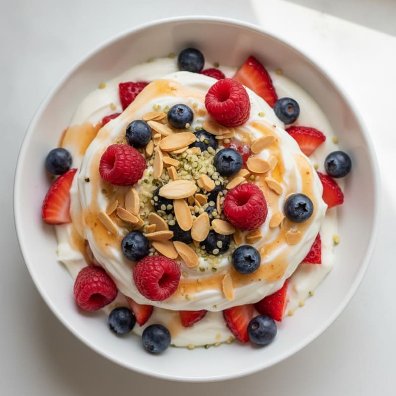 Silky Greek Yogurt Protein Parfait with Mixed Berries