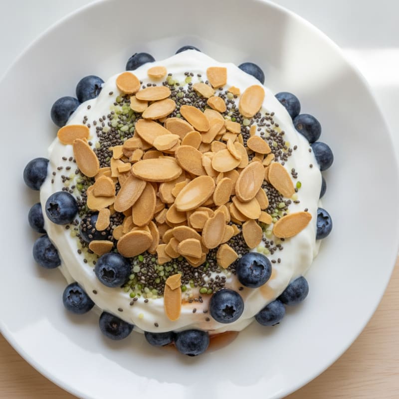 Greek Yogurt Protein Parfait with Berries and Almonds