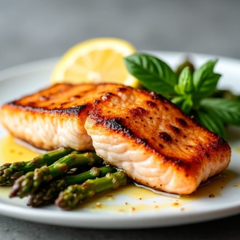 Crispy Pan-Seared Salmon with Roasted Asparagus