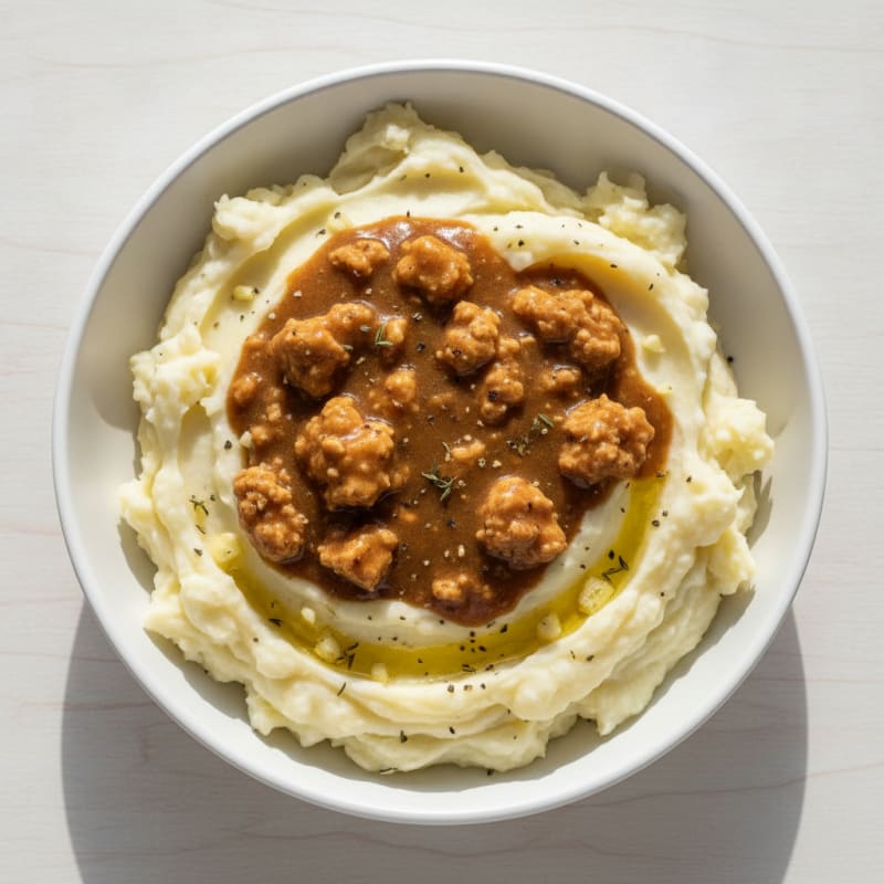 Garlic Mashed Potatoes with Savory Turkey Gravy