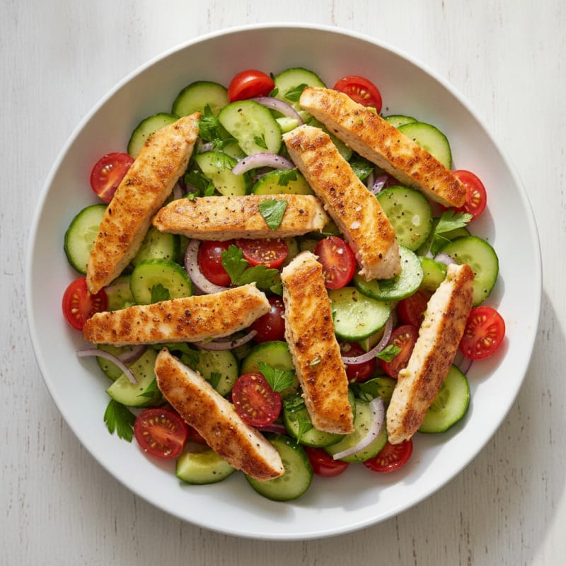 Mediterranean Chicken, Tomato, and Cucumber Salad