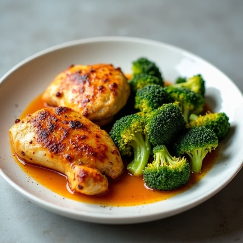 Roasted Curry-Spiced Chicken Thighs with Creamy Bang Bang Broccoli