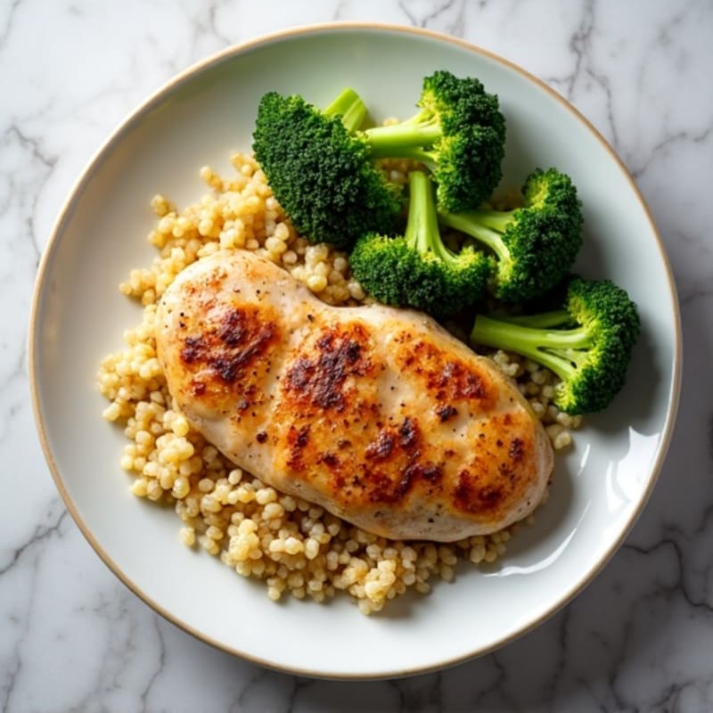 Grilled Chicken Breast with Roasted Broccoli and Quinoa