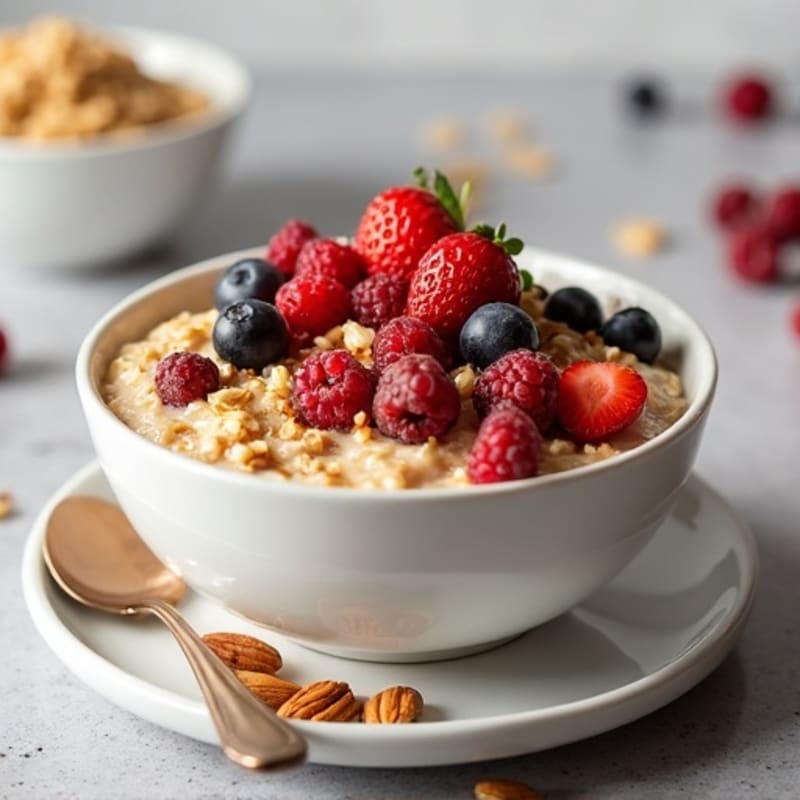 Protein-Packed Creamy Oatmeal with Fresh Berries and Toasted Nuts