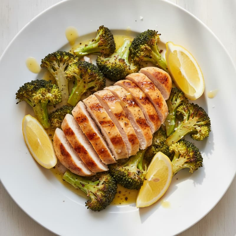 Grilled Chicken Breast and Roasted Broccoli Salad