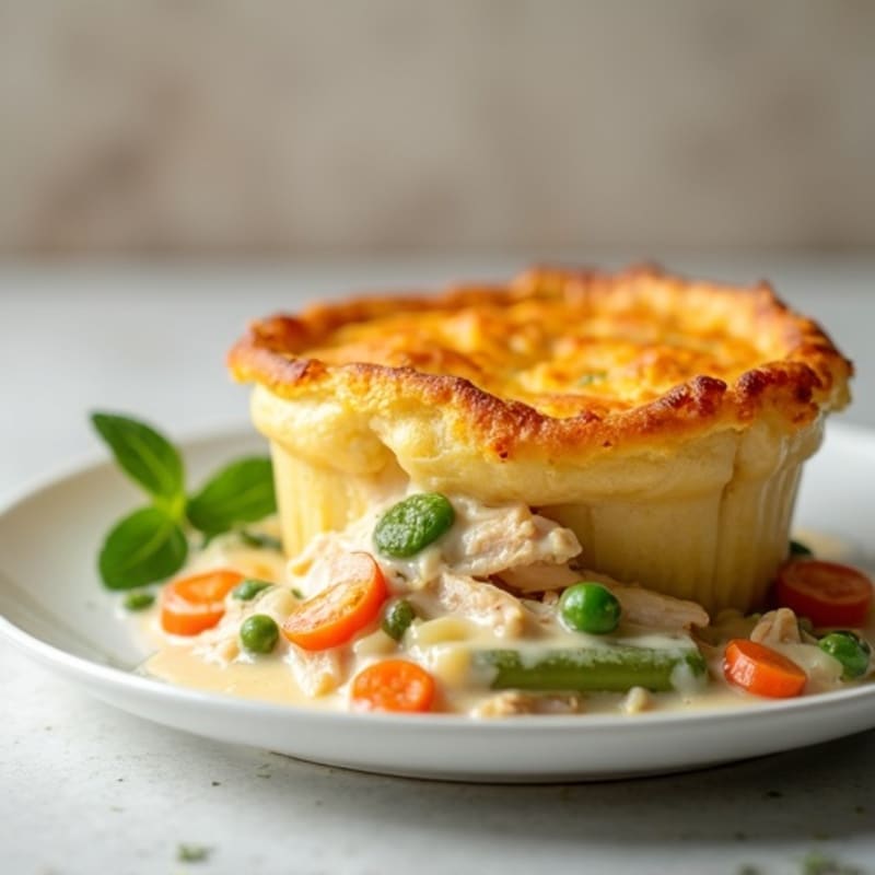 Creamy Chicken and Vegetable Pot Pie with Crispy Potato Topping