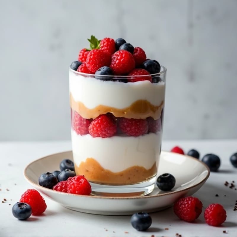 Greek Yogurt Protein Parfait with Mixed Berries and Almond Butter