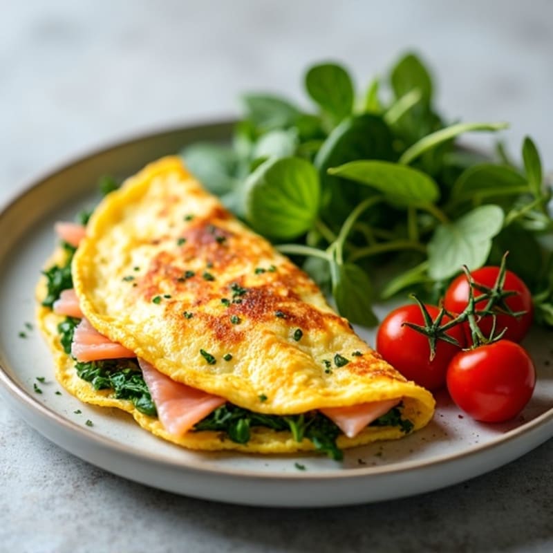 Egg White Spinach Omelet with Smoked Salmon