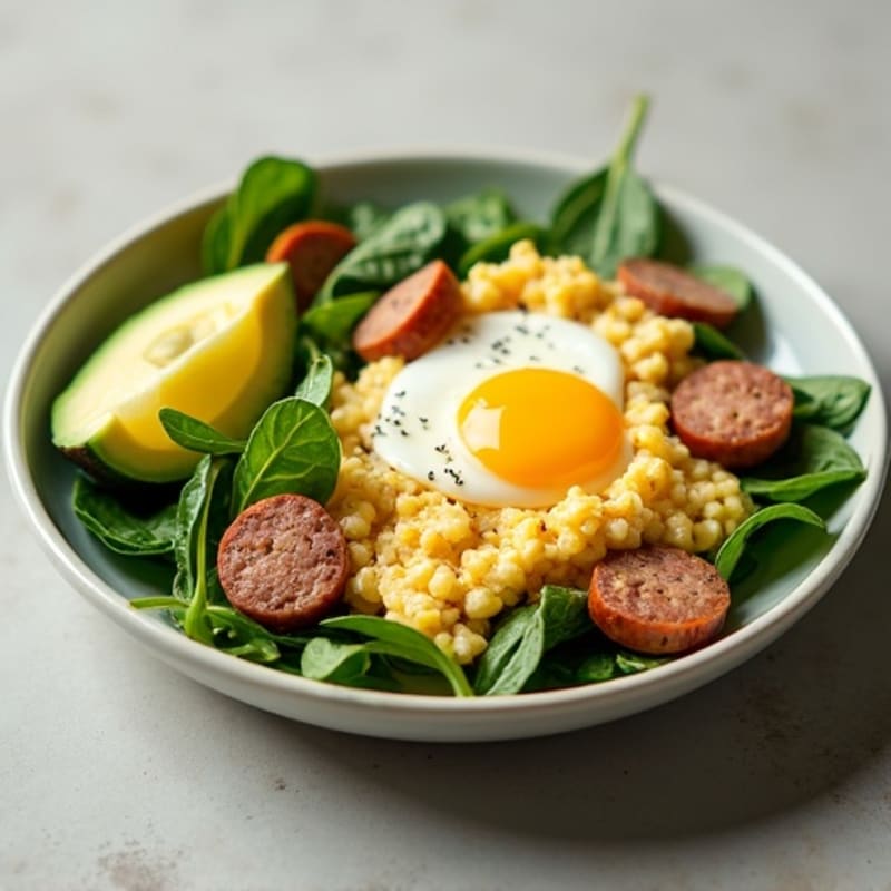 Egg White and Turkey Sausage Scramble with Spinach