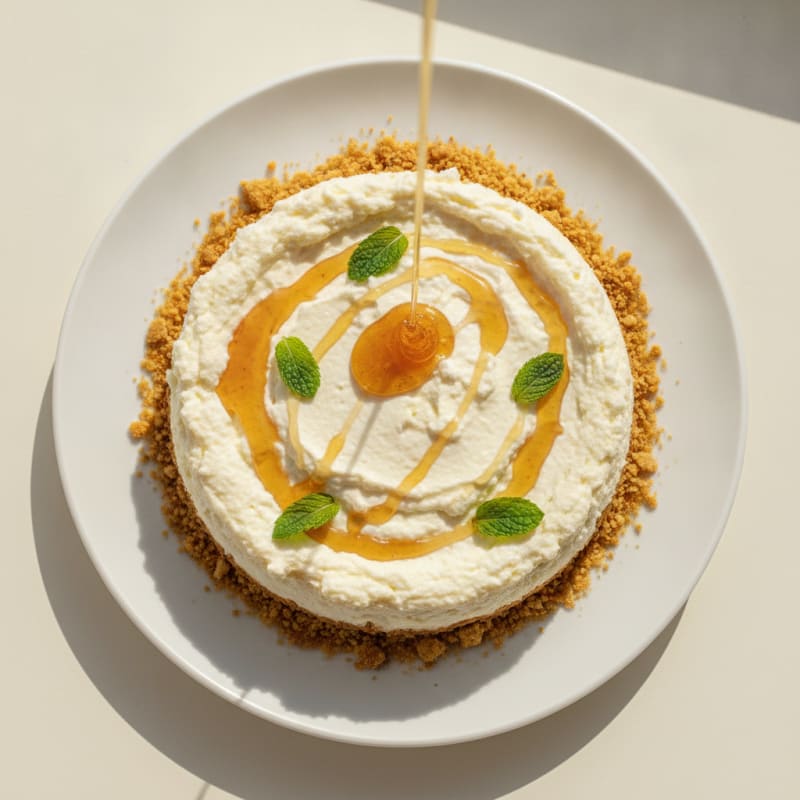 High-Protein Greek Yogurt Cheesecake with Crushed Crackers