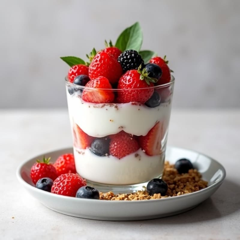 Greek Yogurt Parfait with Fresh Berries and Chia Seeds
