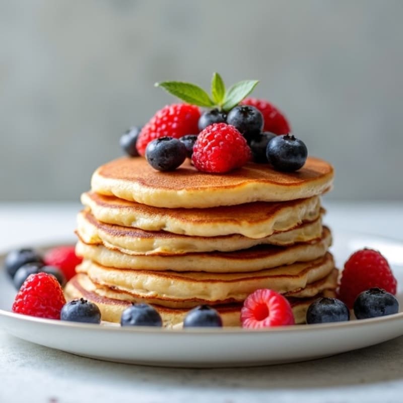 Fluffy Protein Pancakes with Fresh Berries